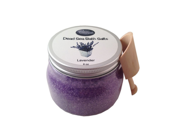 Lavender Dead Sea Salt Bath Treatment (8 oz) with Wooden Spoon
